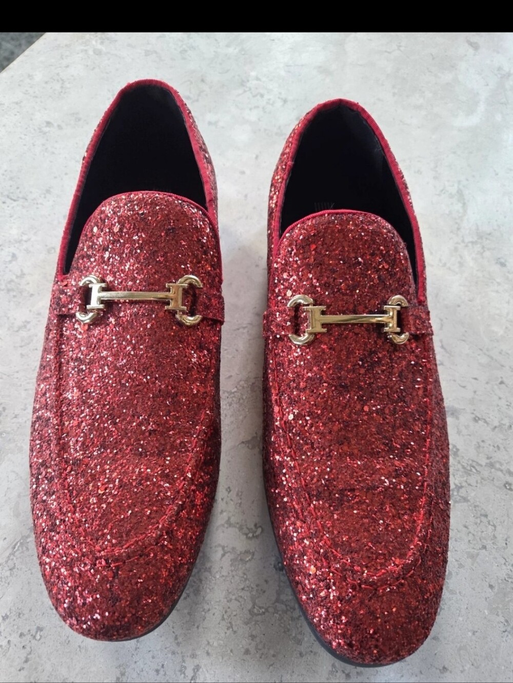 Bravo! Men Dress Shoe Prom-2 Loafer Modern Red Glitter Size 12